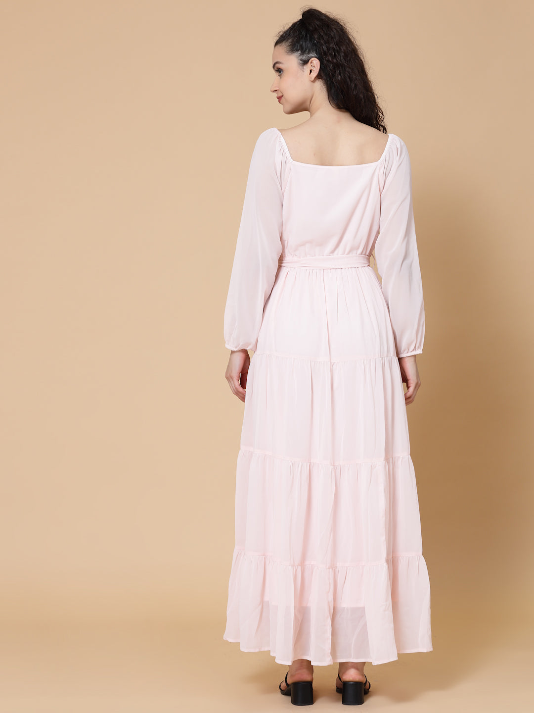 Puff Sleeve Georgette Maxi Dress