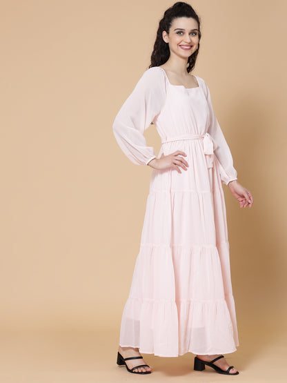 Puff Sleeve Georgette Maxi Dress