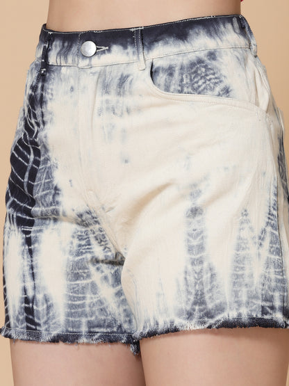 Women Tie and Dye Cotton Shorts