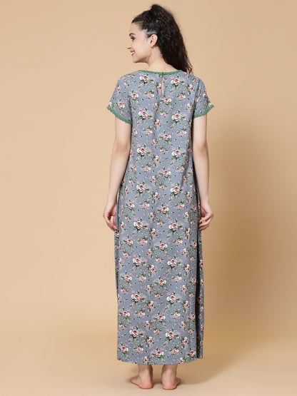 Floral Printed Maxi Nightdress