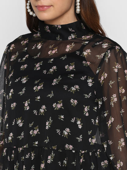 Floral Printed High Neck Top