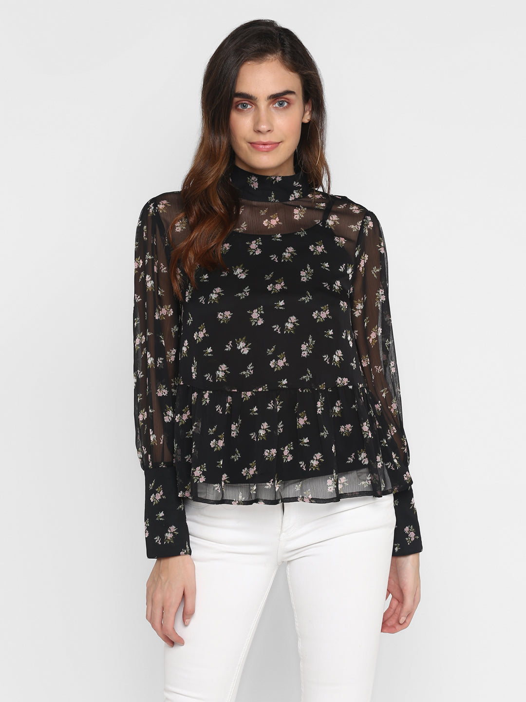 Floral Printed High Neck Top