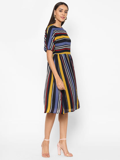 Striped Georgette A-Line Midi Dress