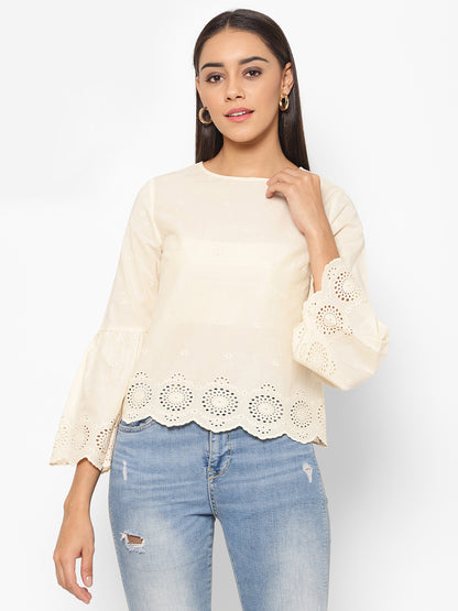 Embroidered Pure Cotton Schiffli Top