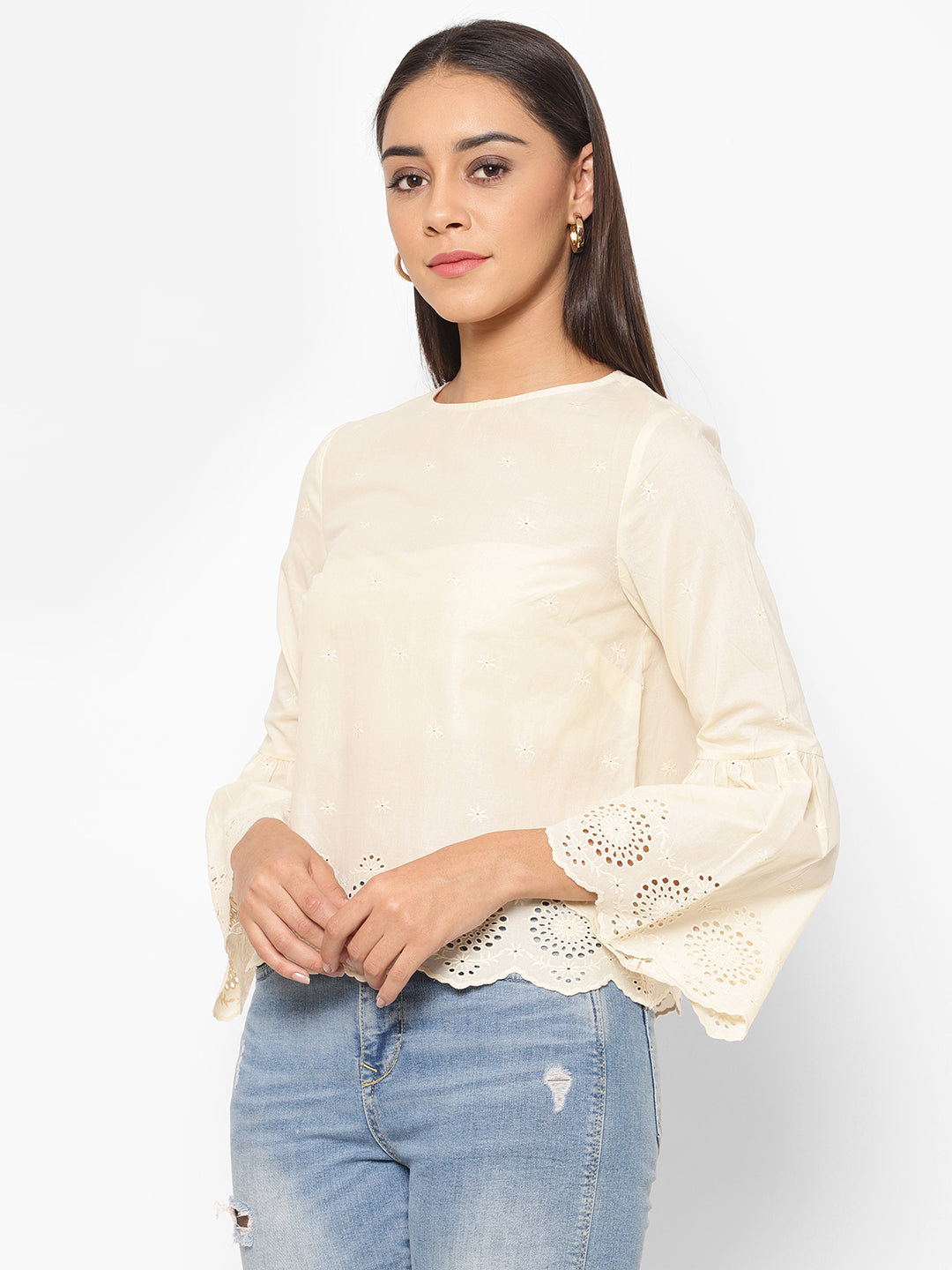 Embroidered Pure Cotton Schiffli Top