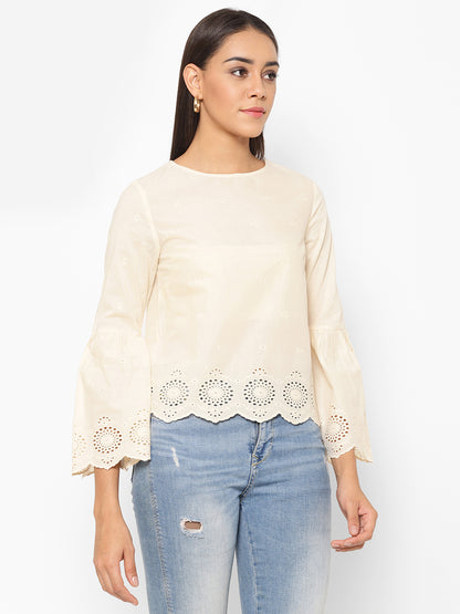 Embroidered Pure Cotton Schiffli Top