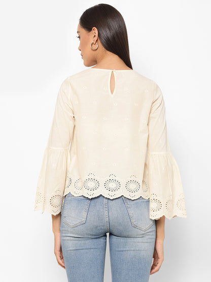 Embroidered Pure Cotton Schiffli Top