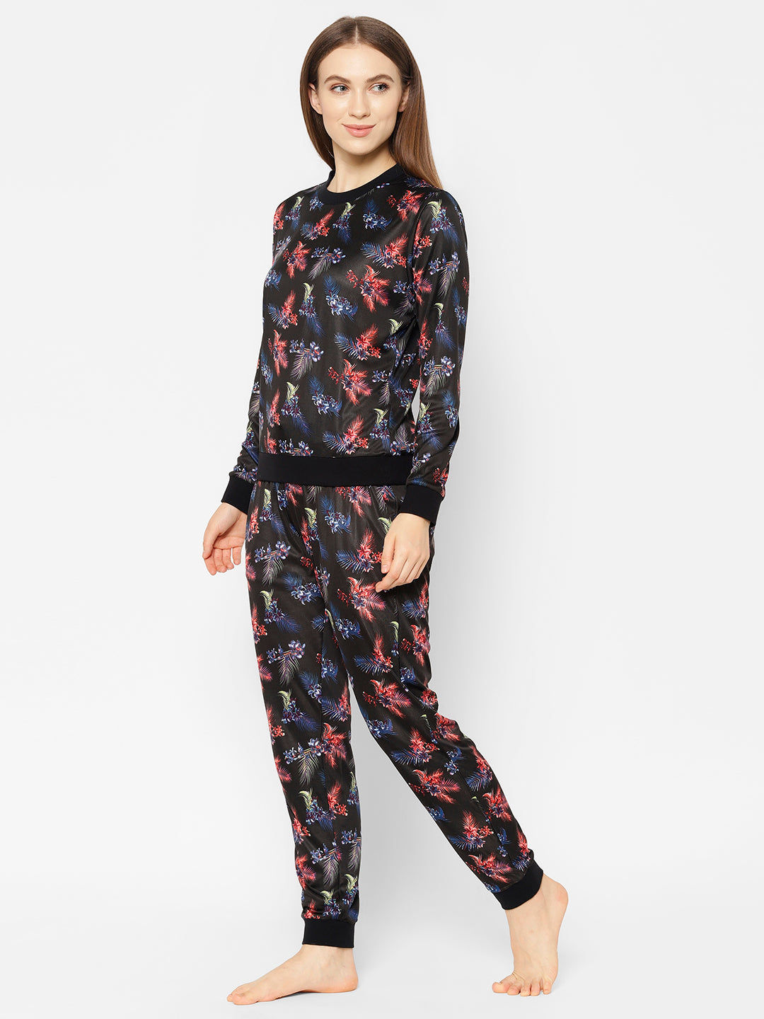 Women Printed Knitted Night Suit