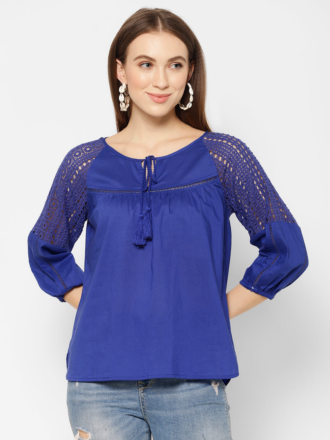 Tie-Up Neck Cotton Top