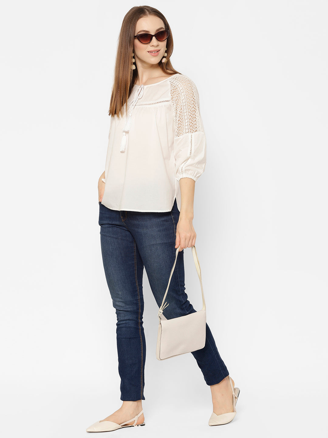 Tie-Up Neck Cotton Top