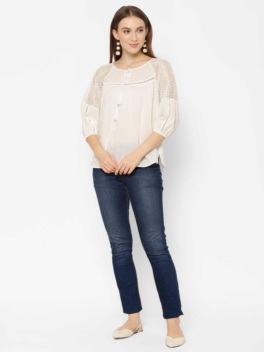 Tie-Up Neck Cotton Top