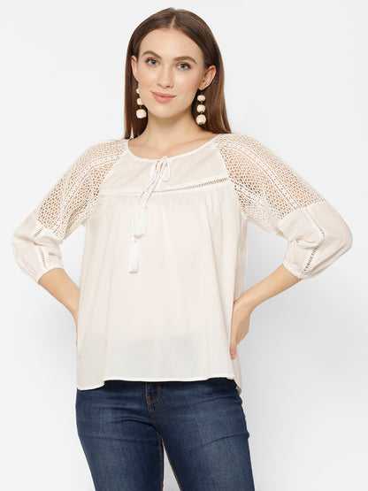 Tie-Up Neck Cotton Top