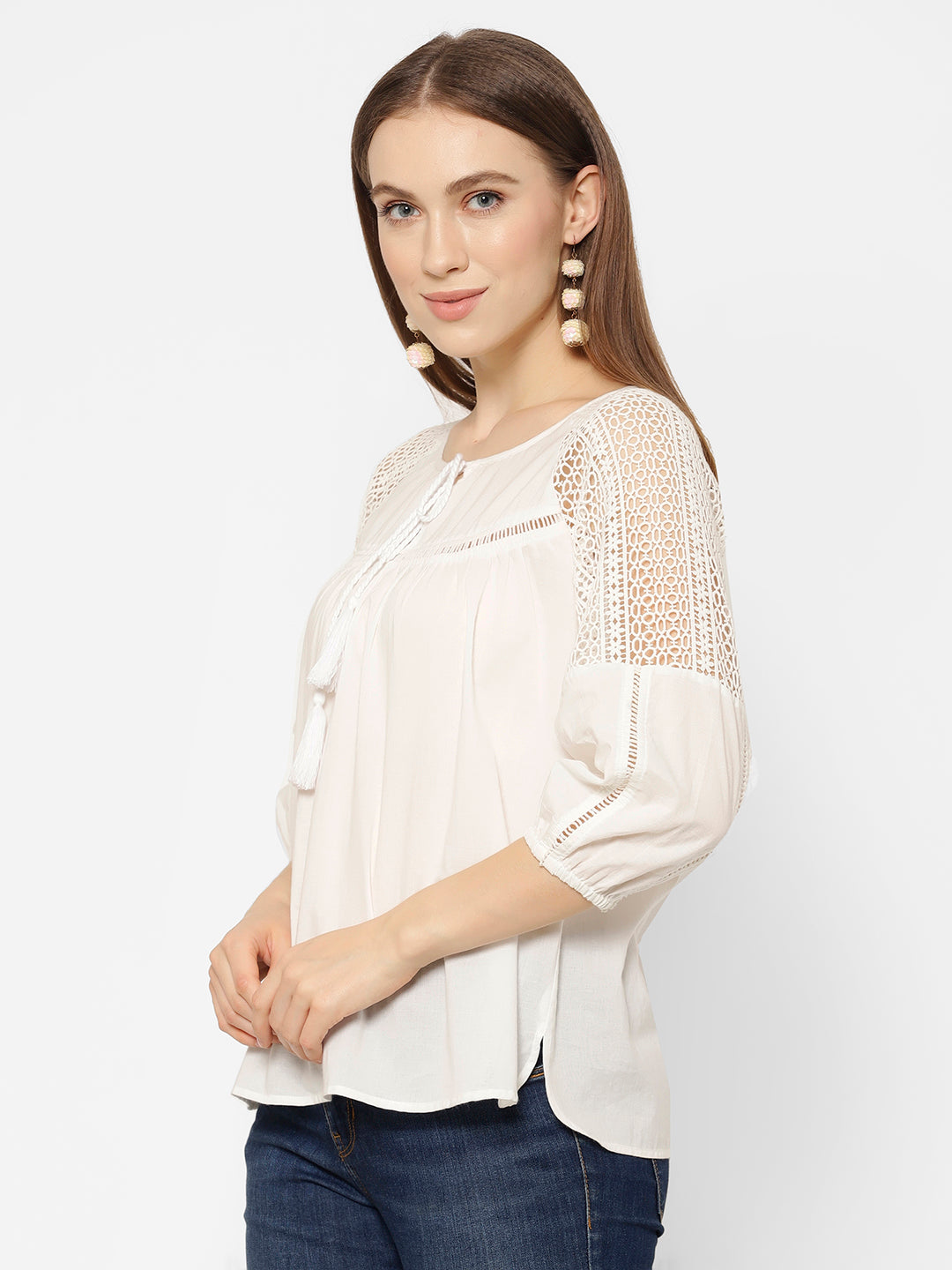 Tie-Up Neck Cotton Top