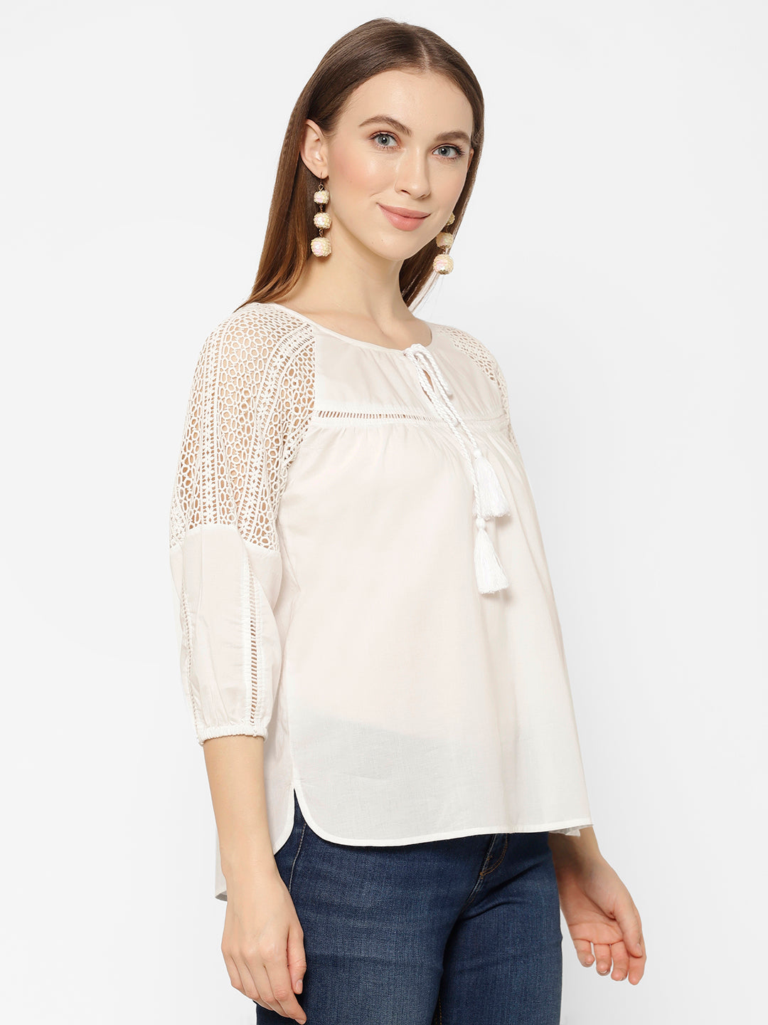 Tie-Up Neck Cotton Top