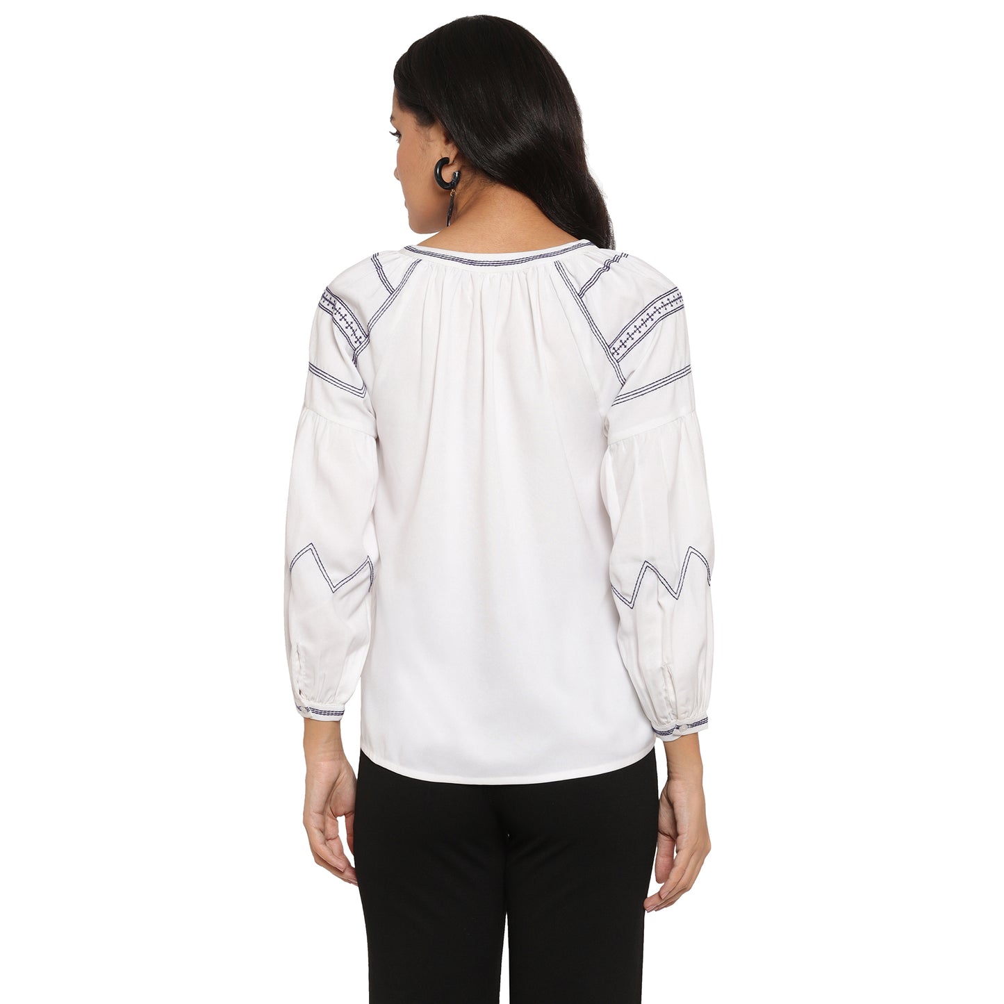 Embroidered Neck Tie Top