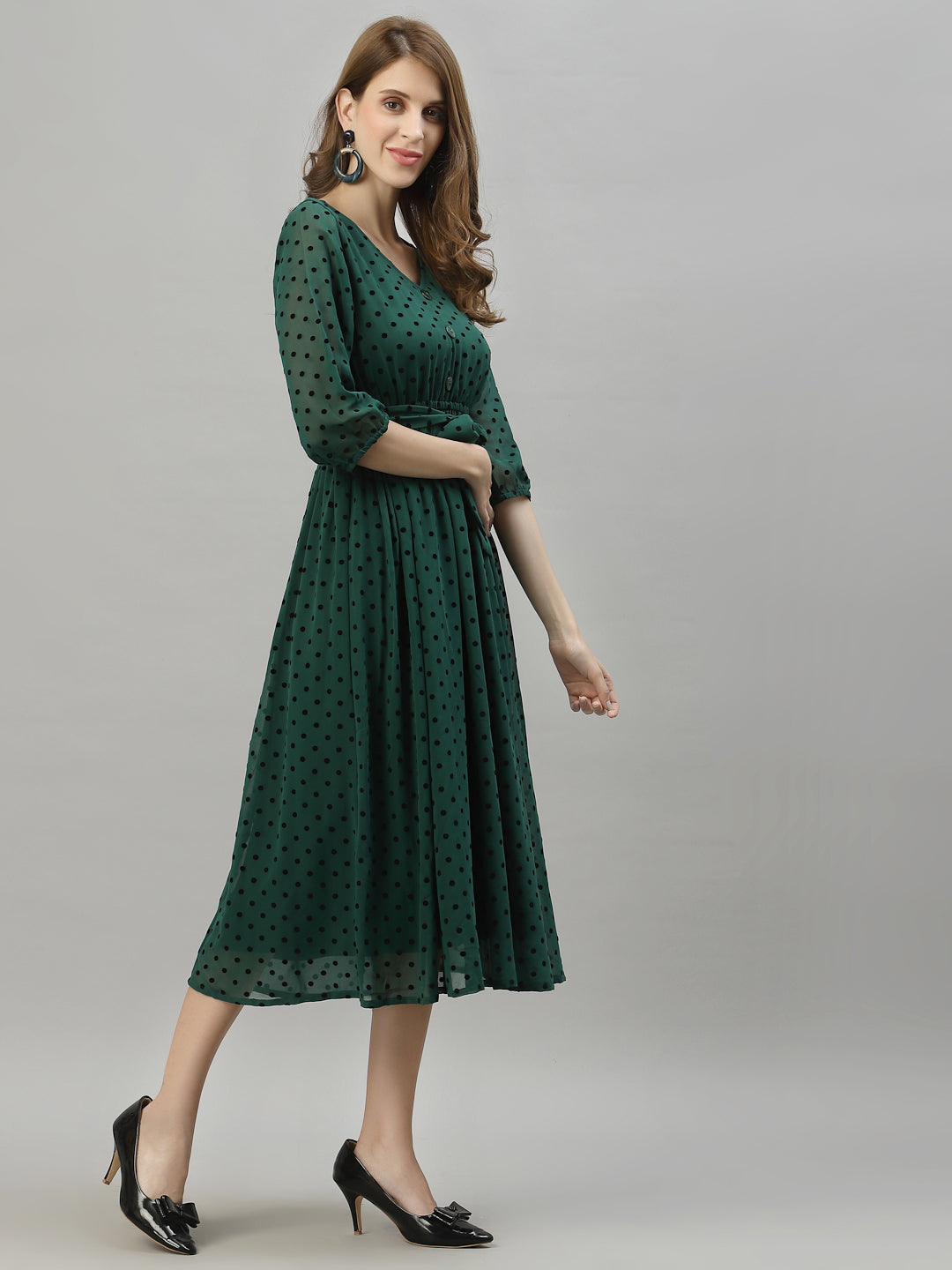 Flock Printed A-Line Midi Dress