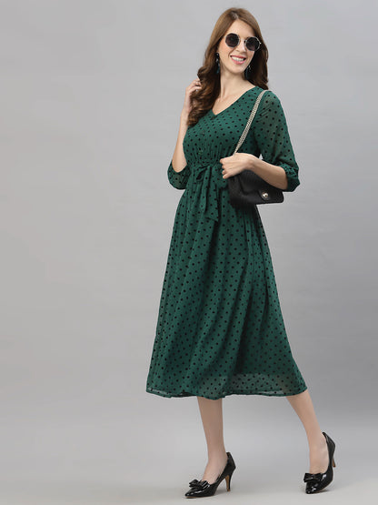 Flock Printed A-Line Midi Dress