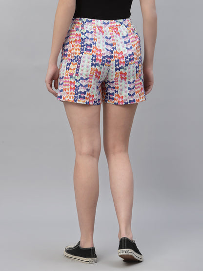 Women Butterfly Printed Mid-Rise Shorts