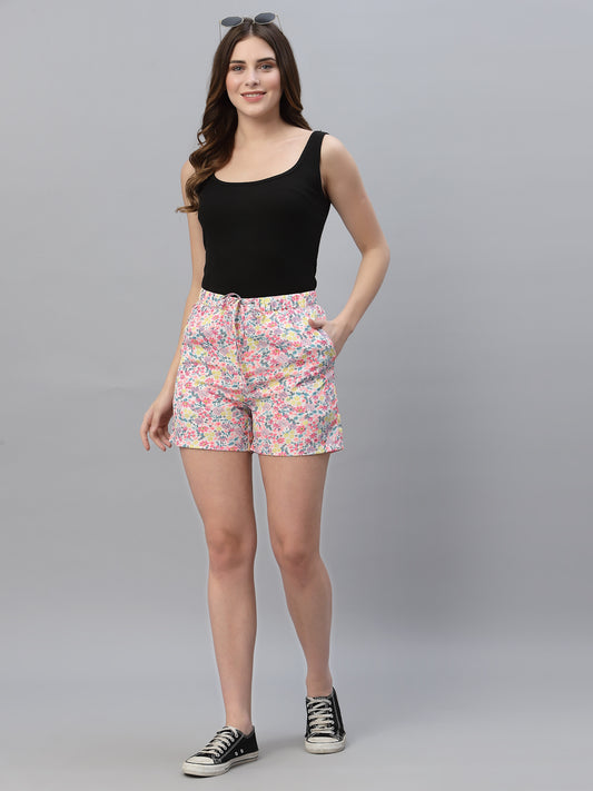 Women Floral Printed Mid-Rise Shorts