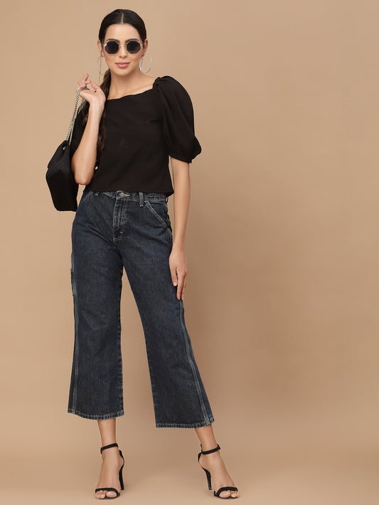 Square Neck Puff Sleeves Top