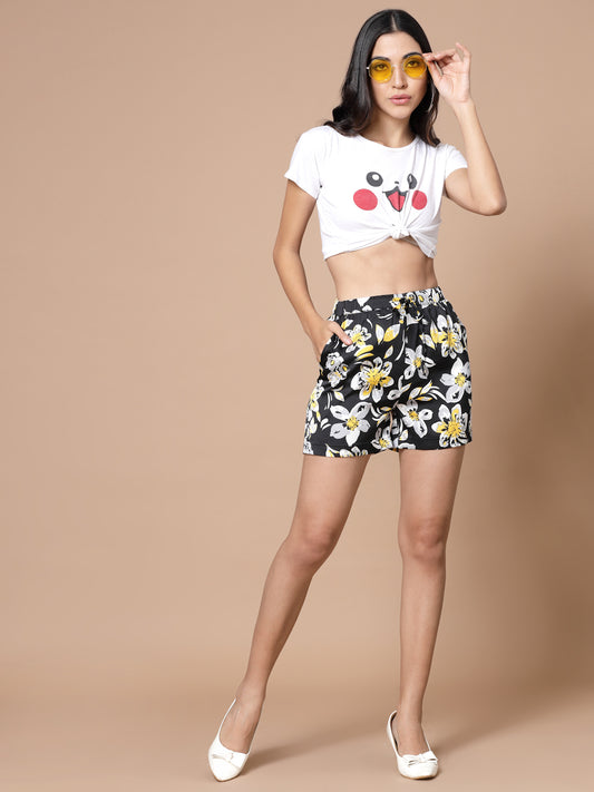 Women Floral Printed Mid-Rise Shorts