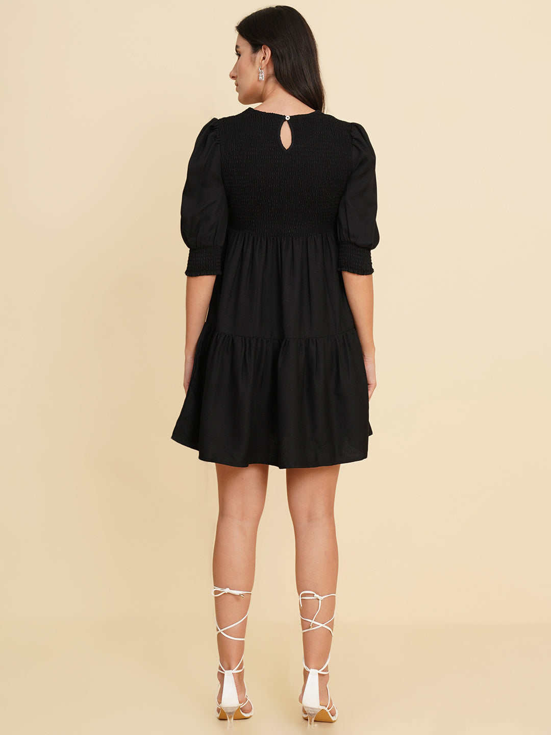 Women Smoked Fit & Flare Mini Dress