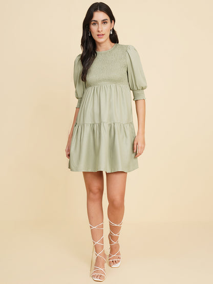 Women Smoked Fit & Flare Mini Dress