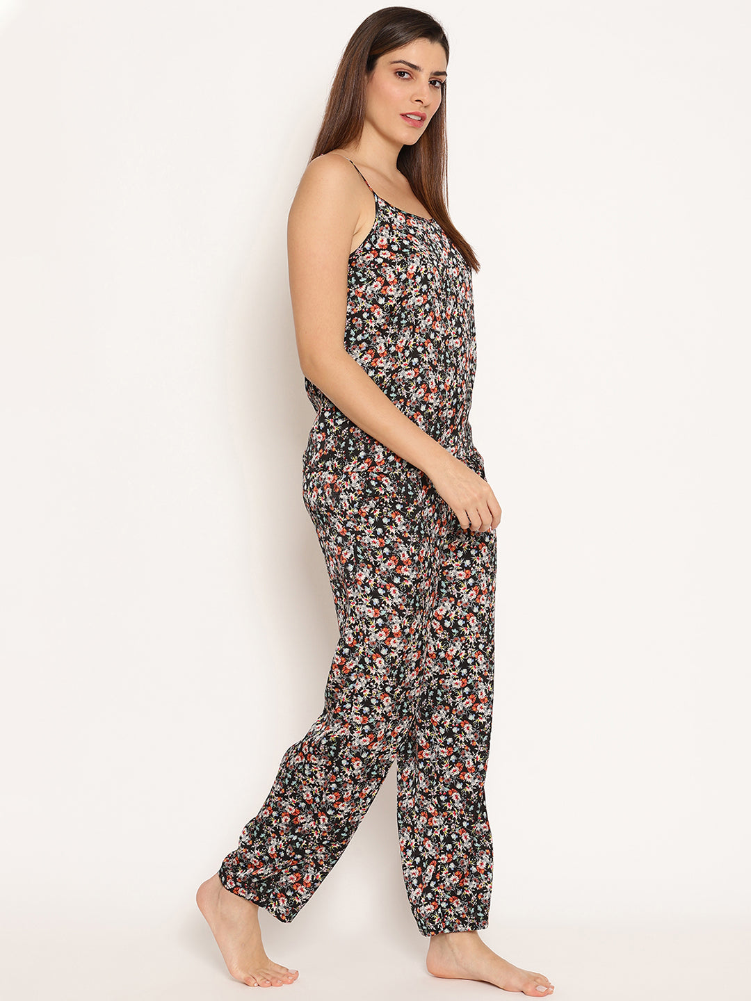 Women Printed Cami Top and Pyjayma Night Suit