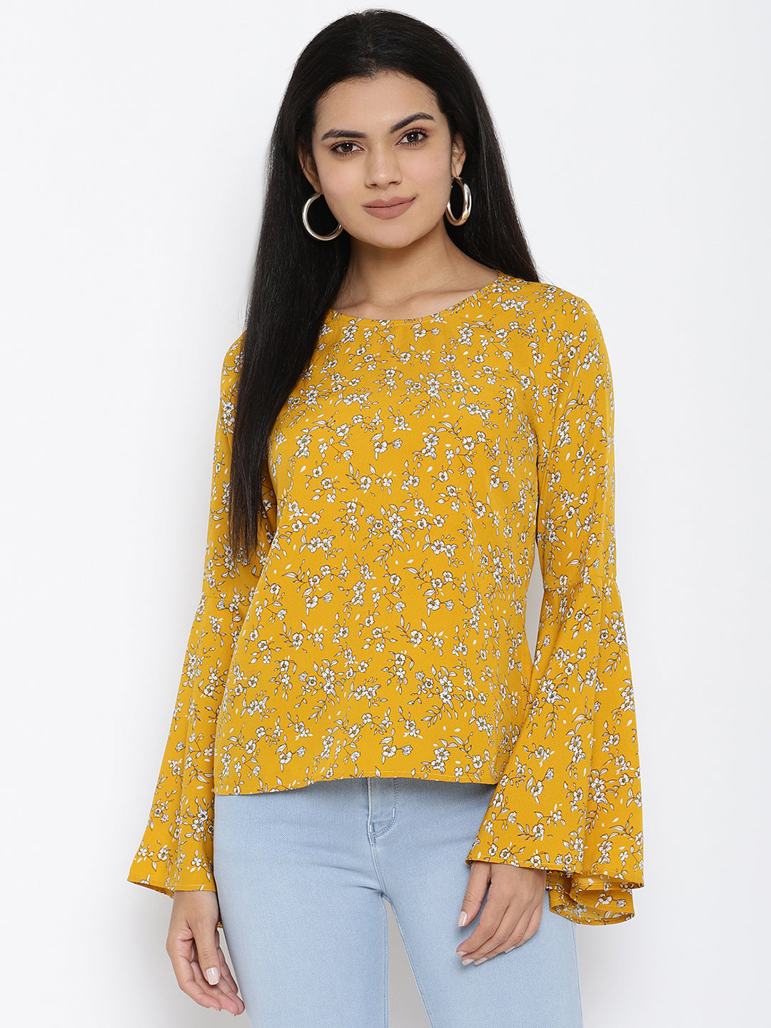 Floral Printed Bell Sleeve Regular Top