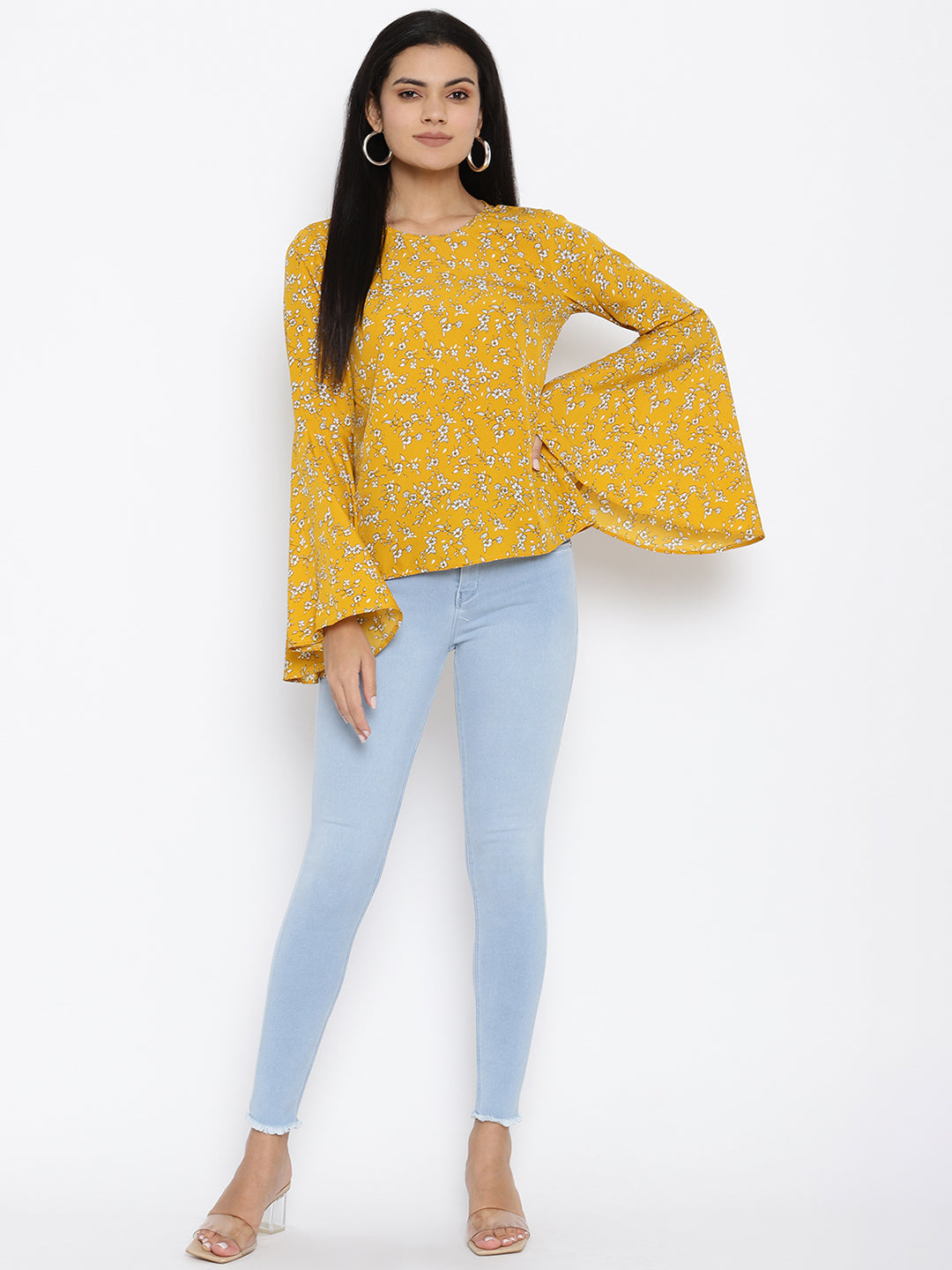 Floral Printed Bell Sleeve Regular Top