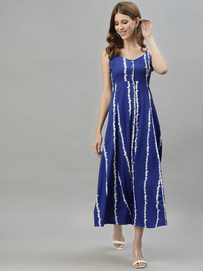 Tie and Dye Print A-Line Maxi Dress