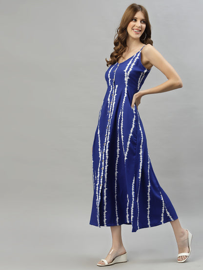 Tie and Dye Print A-Line Maxi Dress