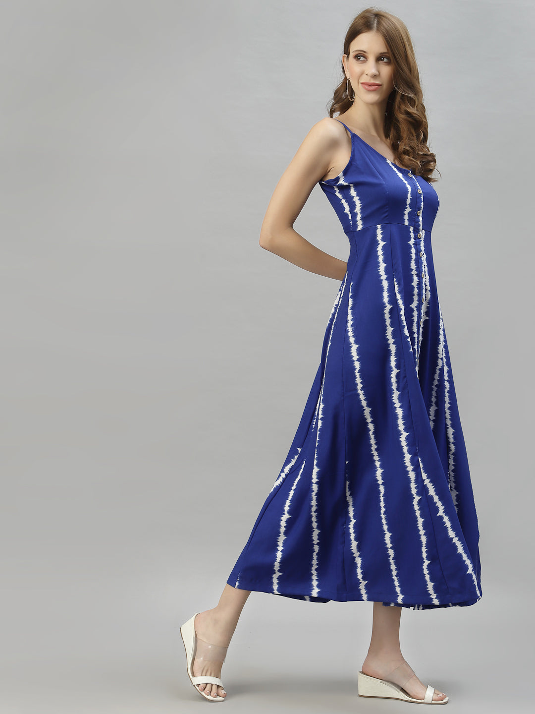 Tie and Dye Print A-Line Maxi Dress