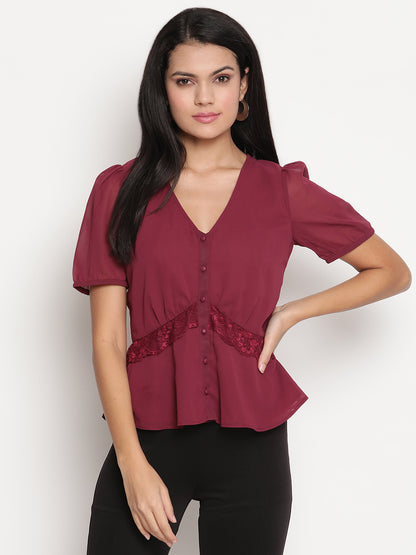 V Neck Peplum Top