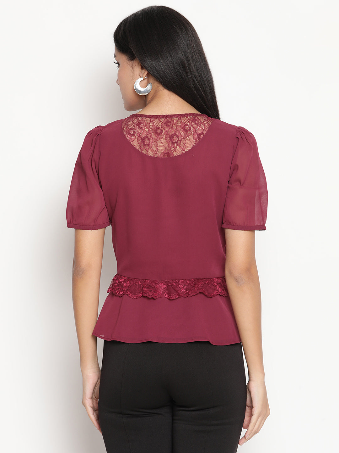 V Neck Peplum Top