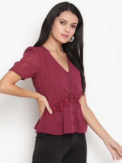 V Neck Peplum Top