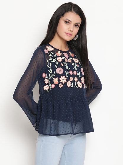 Floral Embroidered Georgette Top