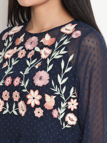 Floral Embroidered Georgette Top