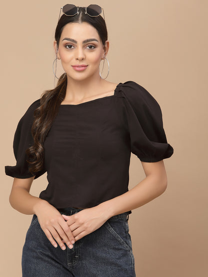 Square Neck Puff Sleeves Top