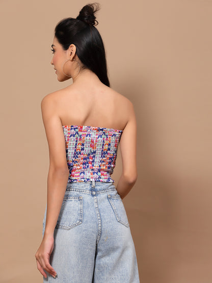 Printed Crepe Tube Crop Top