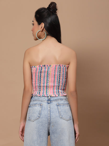 Printed Crepe Tube Crop Top