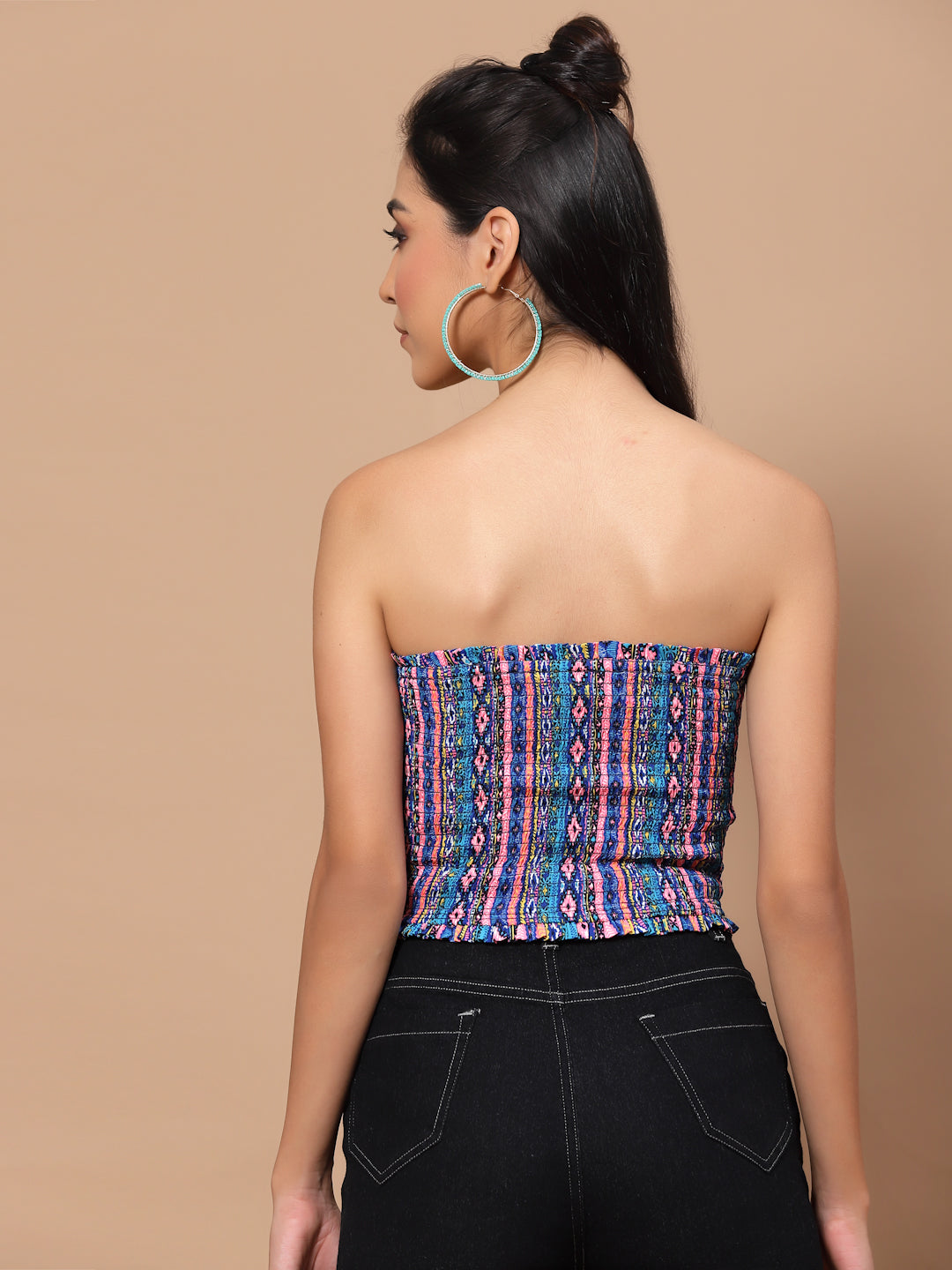 Printed Crepe Tube Crop Top